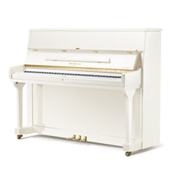 Hallet Davis HS115M2 upright piano in white polish